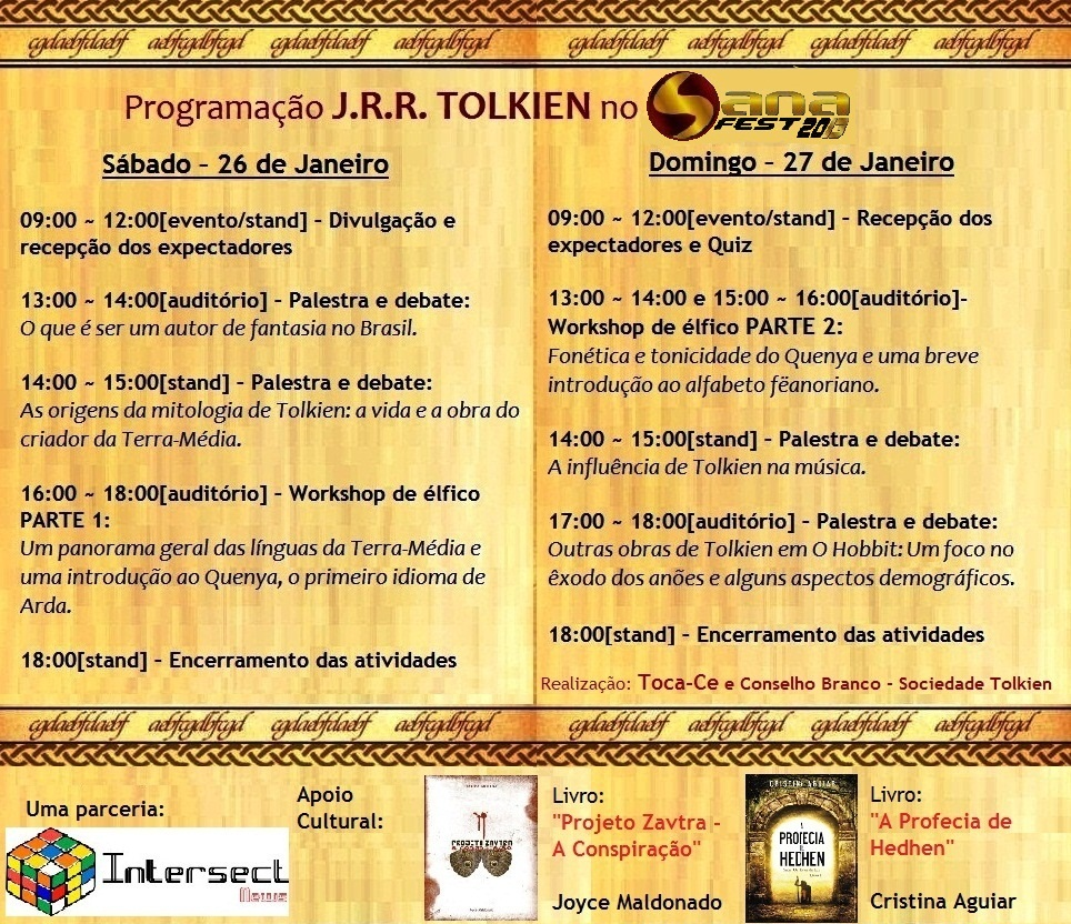 J.R.R. Tolkien no Sanafest 2013 - Programação